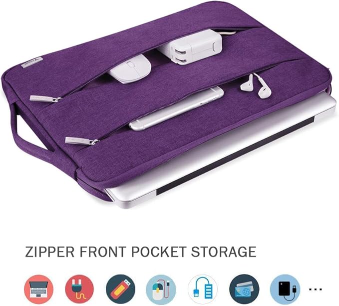 Voova Laptop Sleeve Carrying Case 13 13.6 Inch Compatible with MacBook Air 13 M1/M2/M3/M4, MacBook Pro 13/14, IPad Pro 13, Waterproof Slim Computer Cover Bag, Purple