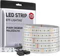 BTF-LIGHTING 5050 RGBW RGB+Warm White(2700K-3000K) 4 Colors in 1 LED 5m 16.4ft 96LED/m DC24V Multi-Colored LED Tape Lights IP67 Waterproof White 14mm PCB for Home Decoration(No Adapter or Controller)