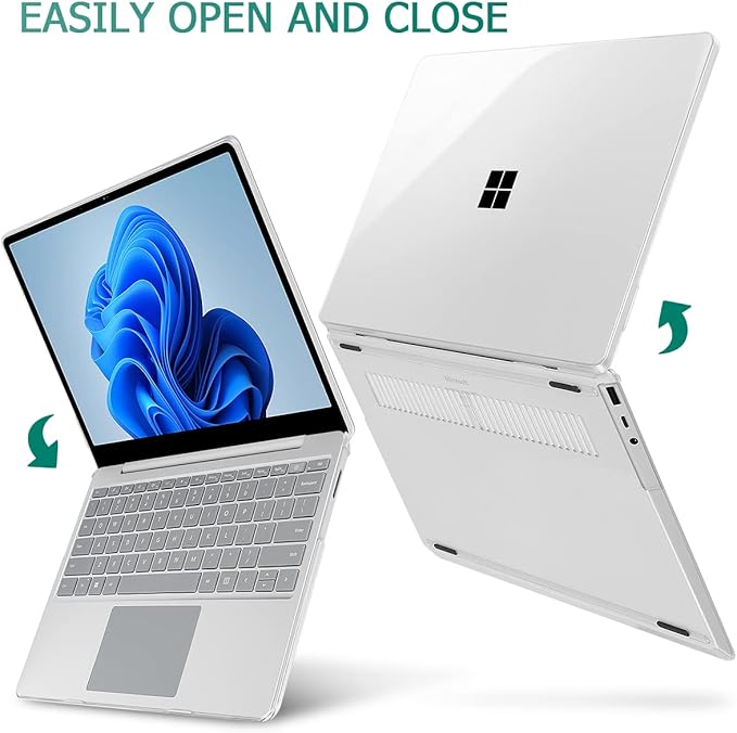May Chen Compatible with Microsoft Surface Laptop Go 3 Go 2 Go 1 12.4 Inch Model 1943 2013 (2023 2022 2020 Release), Plastic Hard Shell Case with Screen Protector + Keyboard Cover, Crystal Clear