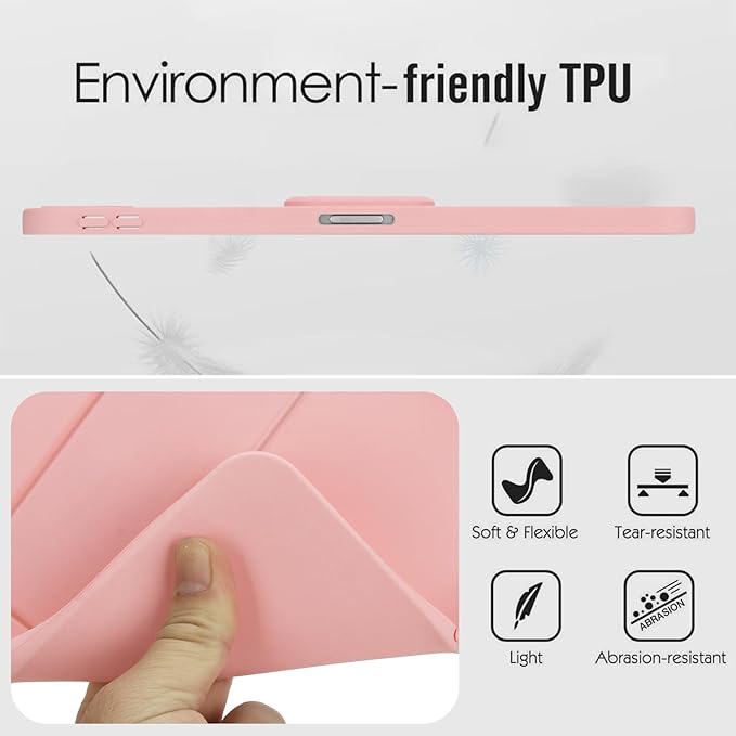 for iPad Air 11-inch M4/M3/M2 (2026/2025/2024) Case, Shockproof Protective Back Cover with Kickstand Slim Shell for Women Men, Pink