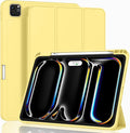 ZryXal New iPad Pro 13 Inch Case (M5) 2025 / (M4) 2024 with Pencil Holder, Smart iPad Case [Support Pencil Pro and Pencil (USB-C)], Support Touch ID and Auto Wake/Sleep (New Yellow)