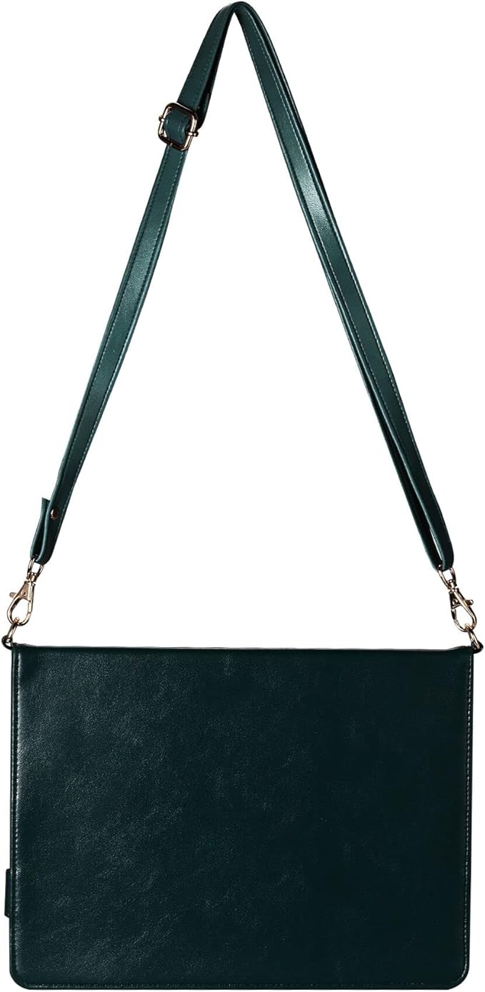 Handbag Case for iPad Mini A17 Pro (2024/2021), Techcircle Folio Stand PU Leather Crossbody iPad Mini 7/6 Cover with Pencil Holder+Card Slots Wallet Case with Shoulder Strap+Hand Strap, Midnight Green