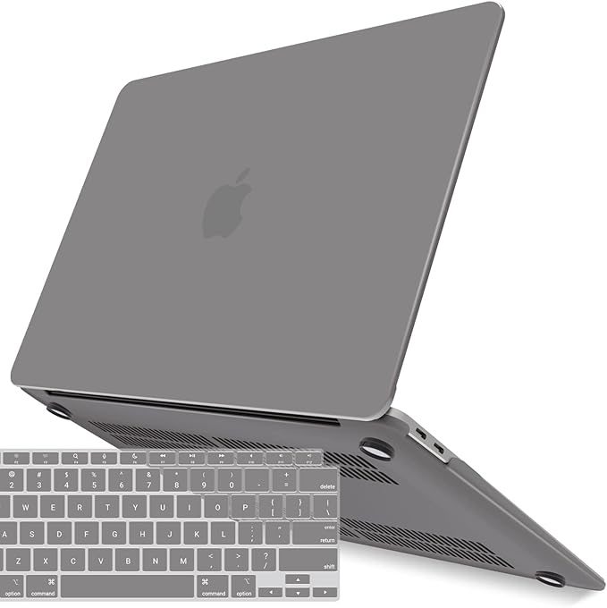 IBENZER Compatible with New MacBook Air 13 inch Case 2022 2021 2020 M1 A2337 A2179 A1932, Plastic Hard Shell Case with Keyboard Cover for Mac Retina Display with Touch ID, Ultra Gray, MAT13-UAGY+1