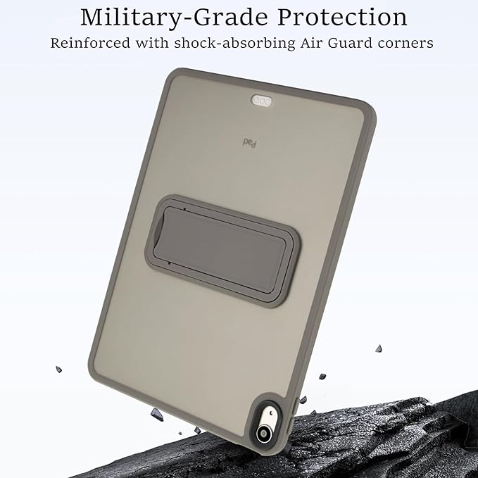 Shockproof Case for iPad Air 11-inch M4/M3/M2 (2026/2025/2024) for Women Men, Kickstand Slim Fit Rugged Bumper Lightweight Anti-Scratch Bumper Case Cover for iPad Air 11", Gray