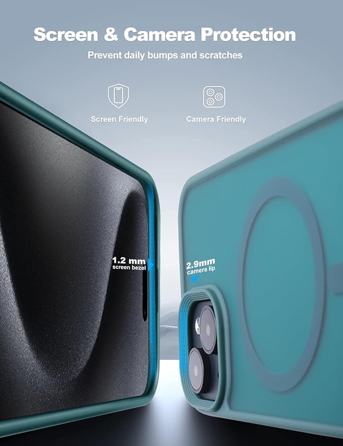 Tigowos for iPhone 15 Magnetic case Fits MagSafe 15FT Drop Resistant Anti-Yellowing Heavy Duty Shockproof Back Cover Fits iPhone 15 Phone Cases 6.1"，Turquoise Green
