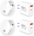 [Apple MFi Certified] iPhone 17 16 Charger Fast Charging, Stuffcool 4Pack 60W Dynamic Power Adapter Dual Port USB C Charger PD&QC Type C Wall Charger + 6FT Type C Cable for iPhone 17/17 Pro/16/15/iPad