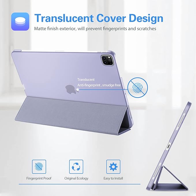 ProCase for iPad Pro 11 Inch Case 2022/2021/2020/2018(4th/3rd/2nd/1st Generation), iPad Pro 11" Slim Stand Hard Back Cover Shell Smart Folio Compatible with Pencil/Support Auto Wake/Sleep -Lightpurple