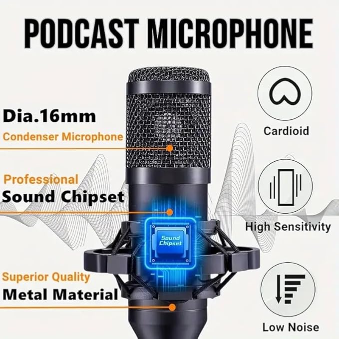 Podcast Equipment Bundle for 2, V8mx Audio Interface with Voice Changer Condenser Microphones for Gamer, All-in-One Audio Mixer Perfect for Live Streaming, Singing, YouTube, Gaming (V8MAX KIT FOR 2)