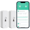 Tuya Smart Wireless Battery Powered Humidity and Temperature Sensor, Free Data Storage Export, Long-Lasting for Home/Basement/Baby Room, Alexa Compatible, Real-Time Alerts via App (2 Pack)