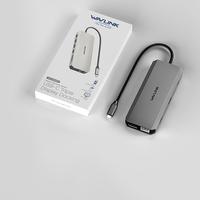 WAVLINK USB C Docking Station Dual Monitor for Laptop Dell/Lenovo/HP/XPS, USB-C Hub Multiport Adapter Dongle Dock with 2 HDMI, DisplayPort, Ethernet Hub, 87W Power Delivery, SD Card Reader, Audio