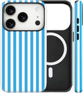 Magnetic for iPhone 17 Pro Case Cute Stripes Phone Case, Shockproof Slim TPU and Hard PC Protective Phone Cover Compatible with MagSafe Designed for Women Girls, Deep Blue