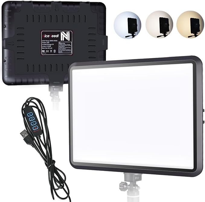 NiceVeedi 15w Photography Lighting Panel, 2800-6500K Dimmable Studio Light, USB Powered Video Lighting for Video Recording/Photography/Tiktok/Streaming/Content Creat