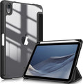 Fintie Hybrid Slim Case for iPad Mini 7 (A17 Pro, 7th Generation) 2024 / iPad Mini 6 (6th Gen) 8.3 Inch, [Built-in Pencil Holder] Shockproof Cover Clear Transparent Back Shell, Black