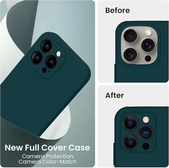 FireNova Designed for iPhone 16 Pro Case, Silicone Upgraded [Camera Protection] Phone Case, Soft Anti-Scratch Microfiber Lining Inside, 2024, Teal