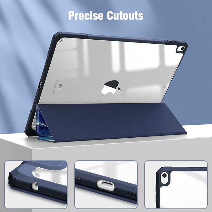 Fintie Hybrid Slim Case for iPad Air 3rd Generation 10.5" 2019 / iPad Pro 10.5 Inch 2017 - [Built-in Pencil Holder] Shockproof Cover with Clear Transparent Back Shell (Ocean Marble)