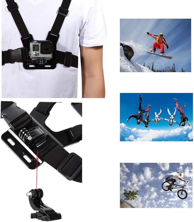 Chest Harness Mount Strap Compatible with Gopro Hero 13 12 11 10 9 8 7,AKASO EK7000 Brave 4 7,DJI Osmo,ODDV,Dragon Touch,WOLFANG,Camlance,Icefox Action Camera Accessories,Adjustable Chesty Body Mount