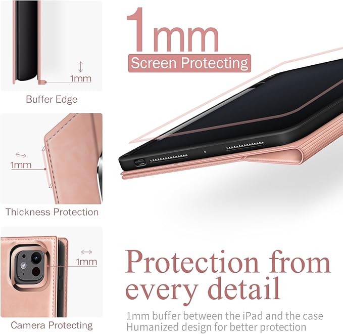 Antbox for iPad Pro 11 Inch Case M5 2025/M4 2024, Premium Vegan Leather, Supports Pencil Pro and Pencil (USB-C), Auto Sleep/Wake Function, Built-in Pencil Holder (Pink)