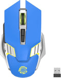 Bluetooth Wireless Gaming Mouse, RGB Rechargeable USB Wireless Mouse, Quiet Click, LED Backlit, Ergonomic, with Side Button, DPI Adjustable Computer Mice for Laptop PC MacBook Chromebook - Blue