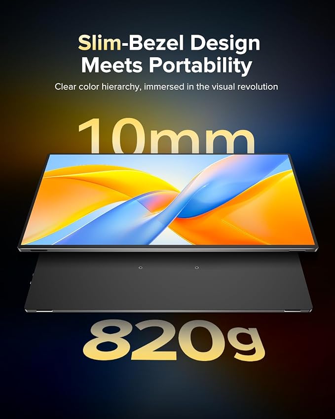 Portable Monitor 4K 1200 Nits, 16" Laptop Monitor, 3840*2400 UHD, 1MS FreeSync, 2000:1 Contrast, USB-C & MINI HDMI, VESA & Smart Case, Travel Second Screen for Computer, Mini PC, Game Consoles