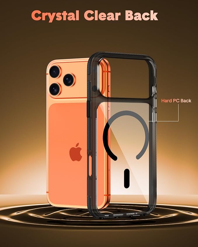 3-in-1 for iPhone 17 Pro Max Case with Screen Protector & Camera Cover, N52 Magnetic Phone Case Compatible with MagSafe, Non-Slip Matte Smoky Black Bumper with Clear Back, Anti-Scratch Protective Kit