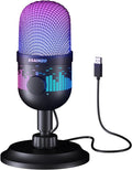 Aokeo USB Gaming Microphone, Condenser Microphone for PC/MAC/PS4/PS5/Phone-Cardioid Mic with RGB Lighting