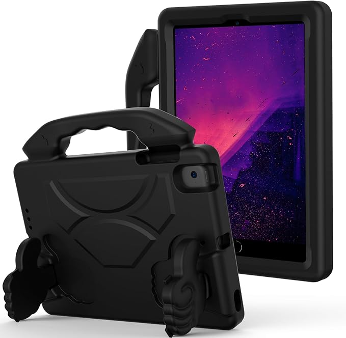 Kids Case for iPad mini 7 (A17 Pro) 2024 & iPad mini 6 2021, 8.3-inch iPad mini 6th/7th Cover, AMZER Lightweight Shockproof EVA Foam Handle Stand Anti-Slip Grip Rugged Case, Black