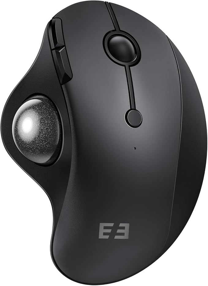 seenda Wireless Trackball Mouse, Ergonomic Bluetooth Rollerball Mouse Rechargeable, 3 Device Connection Optical Mice Adjustable DPI Thumb Control Mice Compatible for PC/Laptop/Windows/Mac - Black