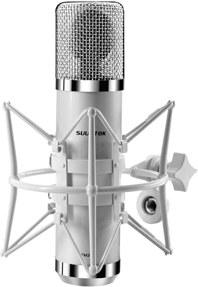 SUUNTOK FET Condenser Microphone Professional XLR Studio Microphone with 34mm Large Diaphragm, Cardioid Recording Mic Computer Gaming PC TM251S Mic Kit for Singing, Podcasting, YouTube (Gray)