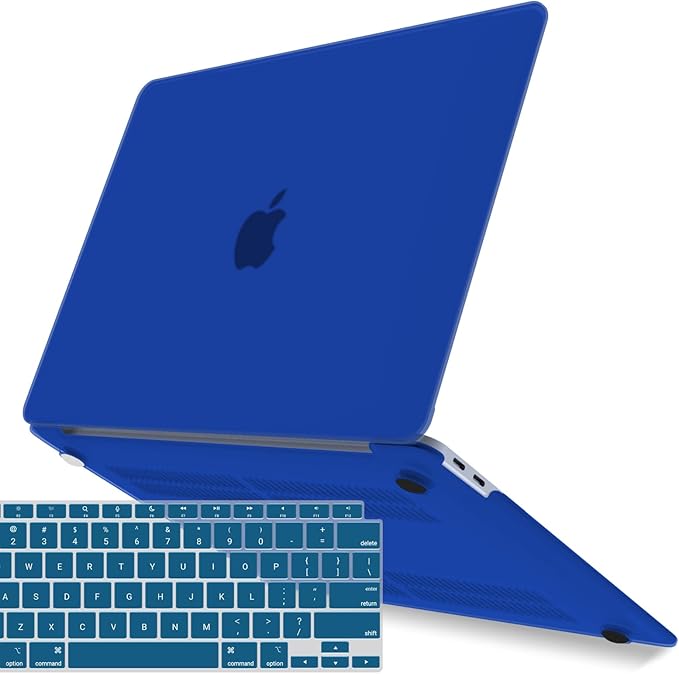 IBENZER Compatible with New MacBook Air 13 inch Case 2022 2021 2020 M1 A2337 A2179 A1932, Plastic Hard Shell Case with Keyboard Cover for Mac Retina Display with Touch ID, Klein Blue, AT13-KLBL+1