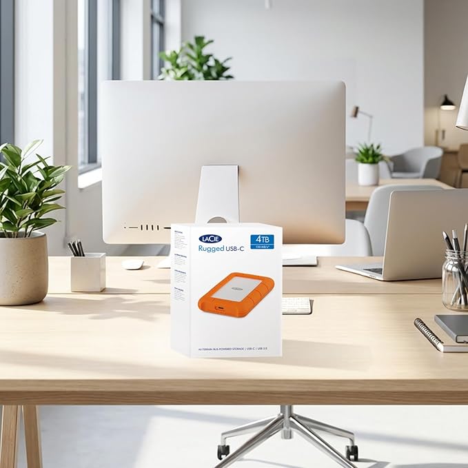 LaCie Rugged USB-C 2TB External Hard Drive Portable HDD – USB 3.0 compatible, Drop Shock Dust Rain Resistant, for Mac and PC Computer Desktop Workstation Laptop, 1 Month Adobe CC (STFR2000800)
