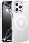 Newfuture Designed for iPhone 16 Pro Max Case with Magnetic [13 FT Military Drop Protection] [Compatible with Magsafe] Slim Translucent Matte Shockproof with Anti-Fingerprint Phone Case, Frosted White