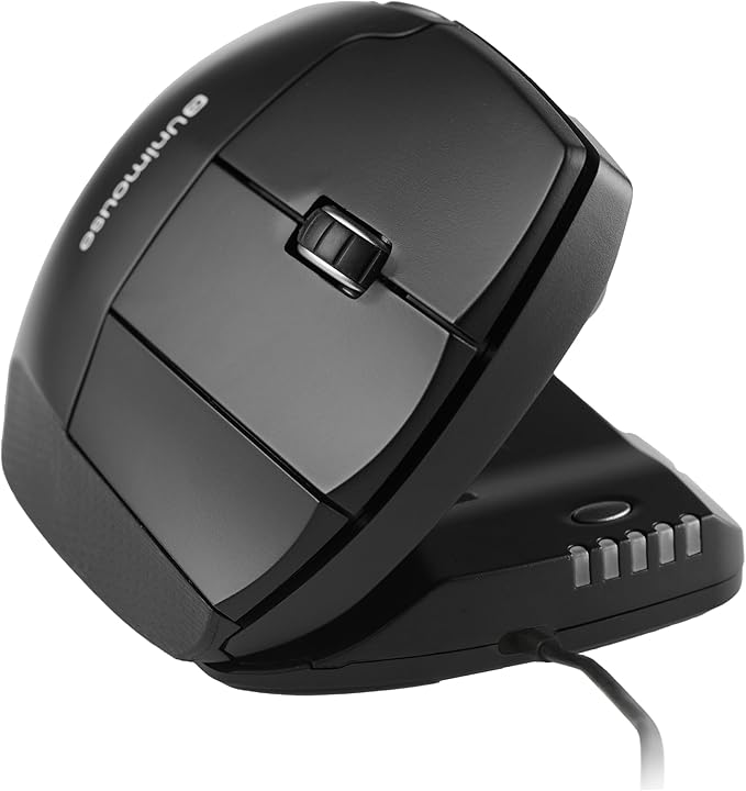 Contour Unimouse Ergonomic Vertical Mouse Adjustable 35°-70° Tilt Angle, 6 Programmable Buttons for Productivity, Customizable Thumb Rest for Wrist Pain Relief | Plug & Play Mac/PC - Wired - Right