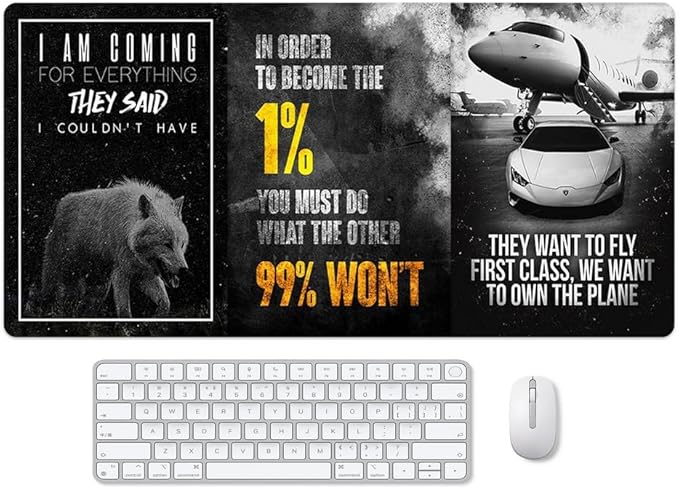 Black and White Keyboard Mat Inspirational Mousepad Motivational Office Long Mouse Pad Abstract Accessories Desk pad Mouse mat for Desktop Gamer Guy Boys Mens Office Accessories 31.5"x15.7"
