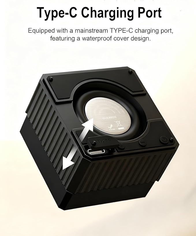Portable Bluetooth Speakers Wireless, IPX6 Waterproof & Dustproof Small Portable Speaker, High Loud Stereo Sound, Built-in Mic, TWS Pairing, with Storage Box, Easy for Carry/Outdoor/Travel (Black)