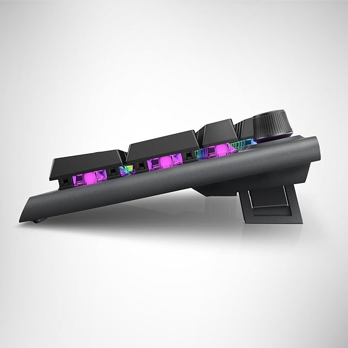 Alienware AW920K Tri-Mode Wireless Gaming Keyboard - Rechargeable, Wireless/Wired, Magnetic Snap-on Charging, Programmable Rocker Switch and Dial, AlienFX per-Key RGB - Dark Side of The Moon