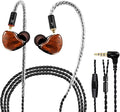 in Ear Monitor Headphones, HiFi Stereo IEM Earphones, Dynamic Dual Driver Wired Earbuds with Detachable Cable, Noise Canceling Headset for Singers Musicians Drummers Audiophile (Wood Grain)