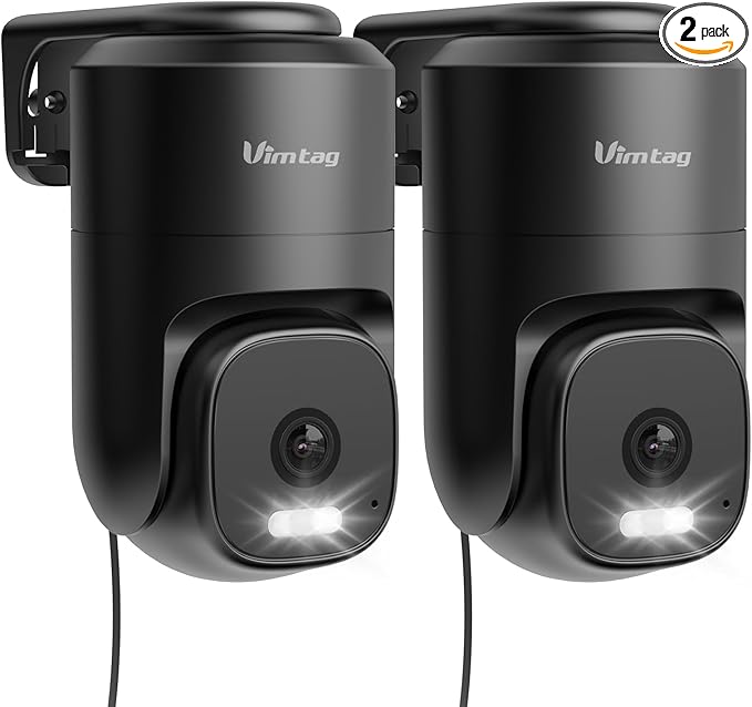 VIMTAG 2.5K 4MP Outdoor Security Camera, Pan/Tilt WiFi Home CCTV Camera, 360° View & Motion Tracking, Color Night Vision, 2-Way Audio, AI Detection Alarm, IP66, Cloud & SD Card Storage, Works w/Alexa