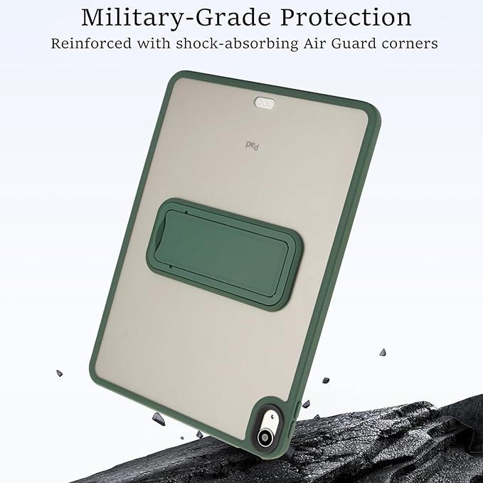 Shockproof Case for iPad Air 11-inch M4/M3/M2 (2026/2025/2024) for Women Men, Kickstand Slim Fit Rugged Bumper Lightweight Anti-Scratch Bumper Case Cover for iPad Air 11", Green