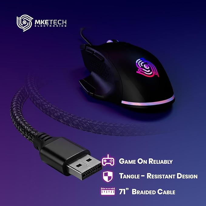 Wired Mouse for Gaming – USB Computer Mouse with 8 Programmable Buttons, 6 Adjustable DPI , Mechanical Switches, Rapid Fire & Sniper Buttons, Compatible with PC and Laptop – Black (Wicked Widow)