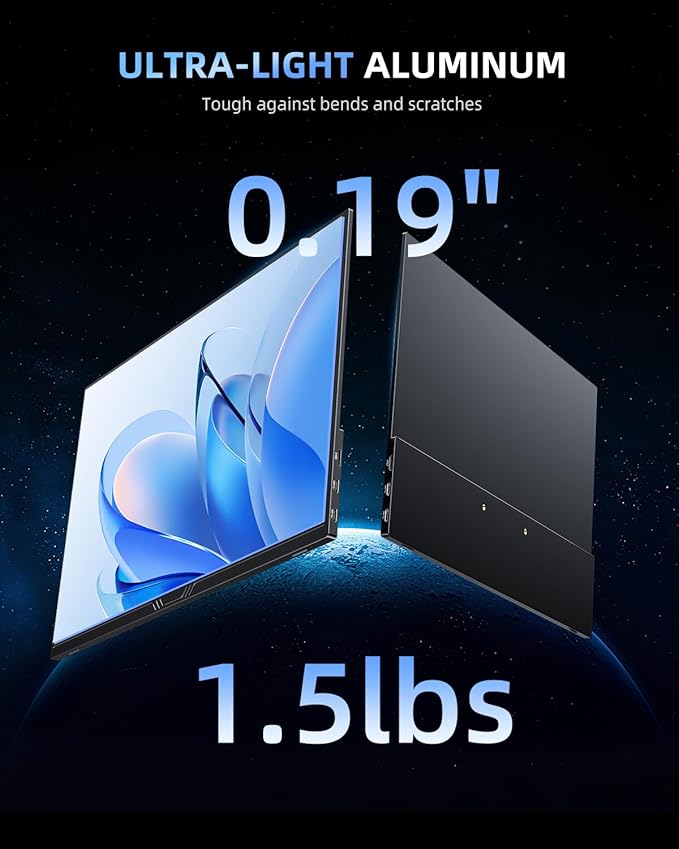 Newsoul 15.6" 4K QLED Portable Monitor, UHD 3840x2400 600 Nits 100% AdobeRGB, USB-C HDMI HDR FreeSync, Second Screen for Laptop MacBook PC Game Consoles, VESA Mountable Travel Monitor with Speakers