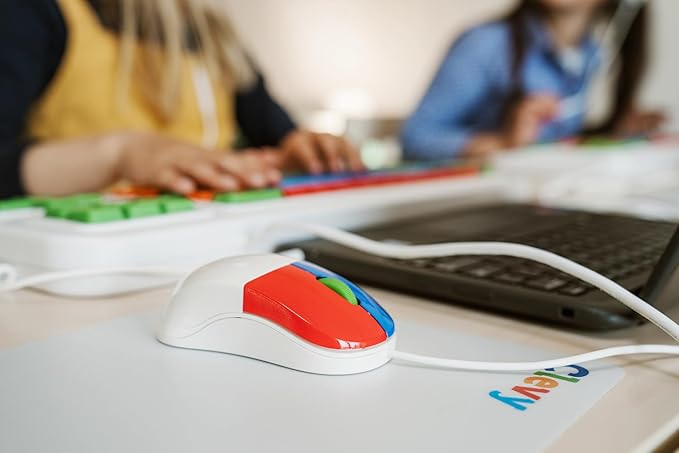 Clevy Kids Mouse - Colorful Ergonomic USB Wired Computer and Laptop Kids Mouse for School and Home - Children Friendly Mouse Compatible with Windows, macOS, Chromebook - Pack of 25 Mice