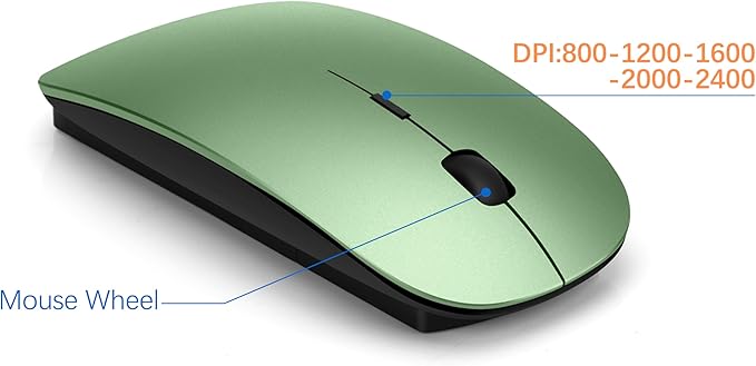 Wireless Keyboard and Mouse Ultra Slim Combo, TopMate 2.4G Silent Compact USB 2400DPI Mouse and Scissor Switch Keyboard Set with Cover, Batteries Included, for PC/Laptop/Windows/Mac - Green Black