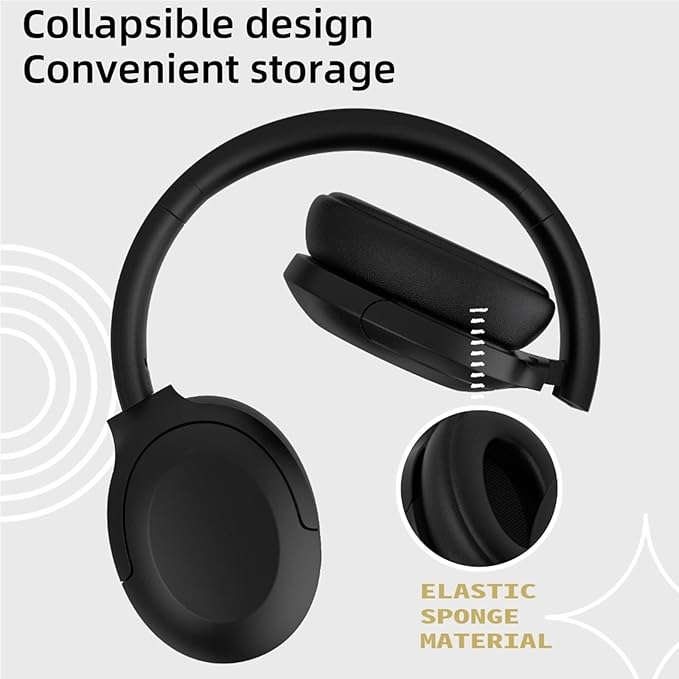 GU-DI Active Noise Cancelling Headphones, Wireless Bluetooth Over Ear Headphones, Hi-Res Audio, Deep Bass, with mic, Foldable Lightweight Headset, Suitable for Travel Home Office Gym Cellphone PC