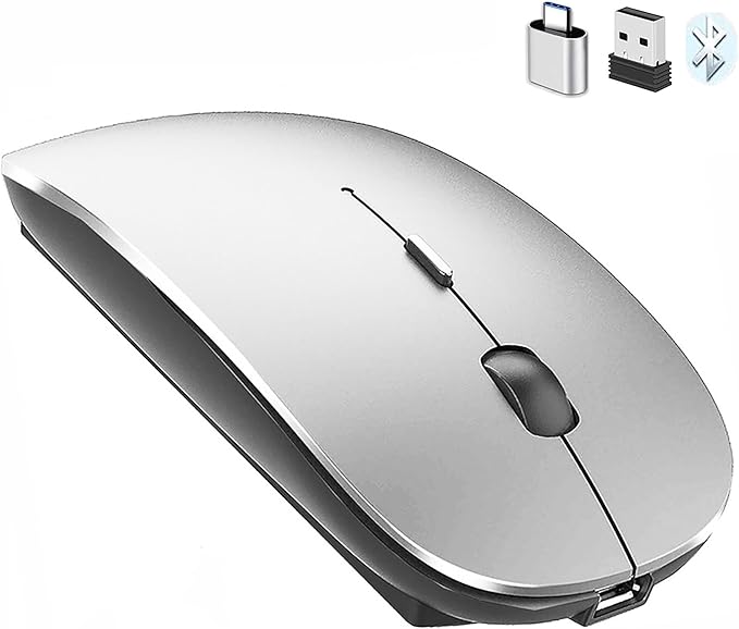 PeiBO Bluetooth 5.2 Wireless Dual-Mode Mouse, Gray Black, 2022 Model