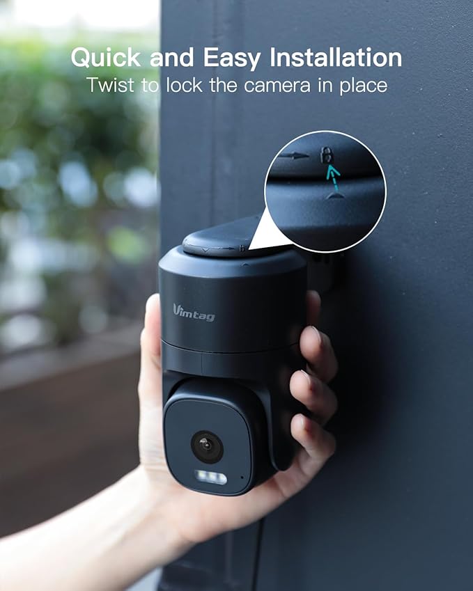 VIMTAG 2.5K 4MP Outdoor Security Camera, Pan/Tilt WiFi Home CCTV Camera, 360° View & Motion Tracking, Color Night Vision, 2-Way Audio, AI Detection Alarm, IP66, Cloud & SD Card Storage, Works w/Alexa