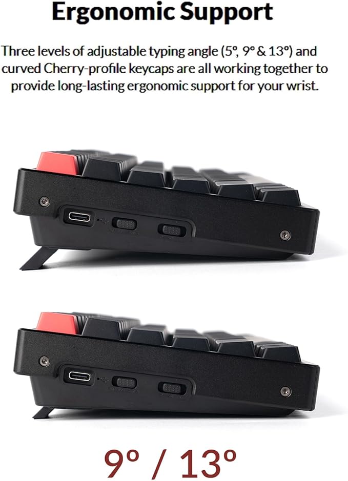 Keychron K2 QMK Wireless Mechanical Gaming Keyboard, 75% Layout with Super Red Switch, White LED Backlight Rechargeable Wired Bluetooth Professional Office Keyboard for Mac/Windows, Version 3