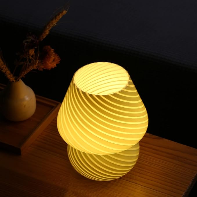 BSOD Mushroom Lamp, Glass Bedside Night Green Table Lamps Murano Vintage Small Nightstand Desklamp Swirl Light for Home Decor, Living, Bedroom, Gift (Stripe Green)