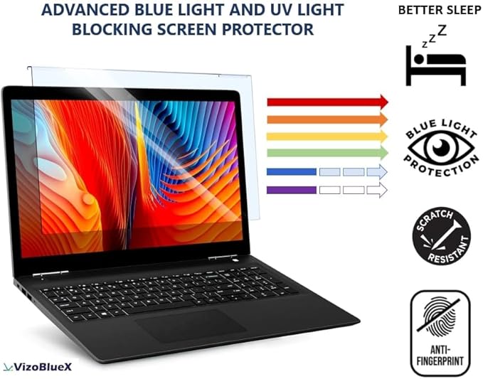 VizoBlueX - 16 inch Diagonal Blue Light Blocking Screen Protector Filter. Panel LED PC Laptop Anti-UV Eye Protection Panel Cover - Widescreen Laptop Frame Hanging Type (W 14" X H 9.2")