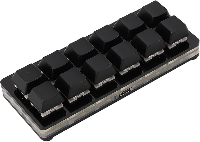 VBESTLIFE 12 Key Mechanical Gaming Keyboard, One Handed Keypad, USB C Wired OSU Keypad, Programmable Hot Swappable Keyboard for Linux, for OS X, for (Black)
