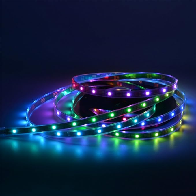 WS2812B LED Strip Lights 16.4ft 5M WS2812B 150LEDs Programmable Individual Addressable WS2811 Built-in 5050 RGB LED Strip IP67 Waterproof DC5V with Mini Controller